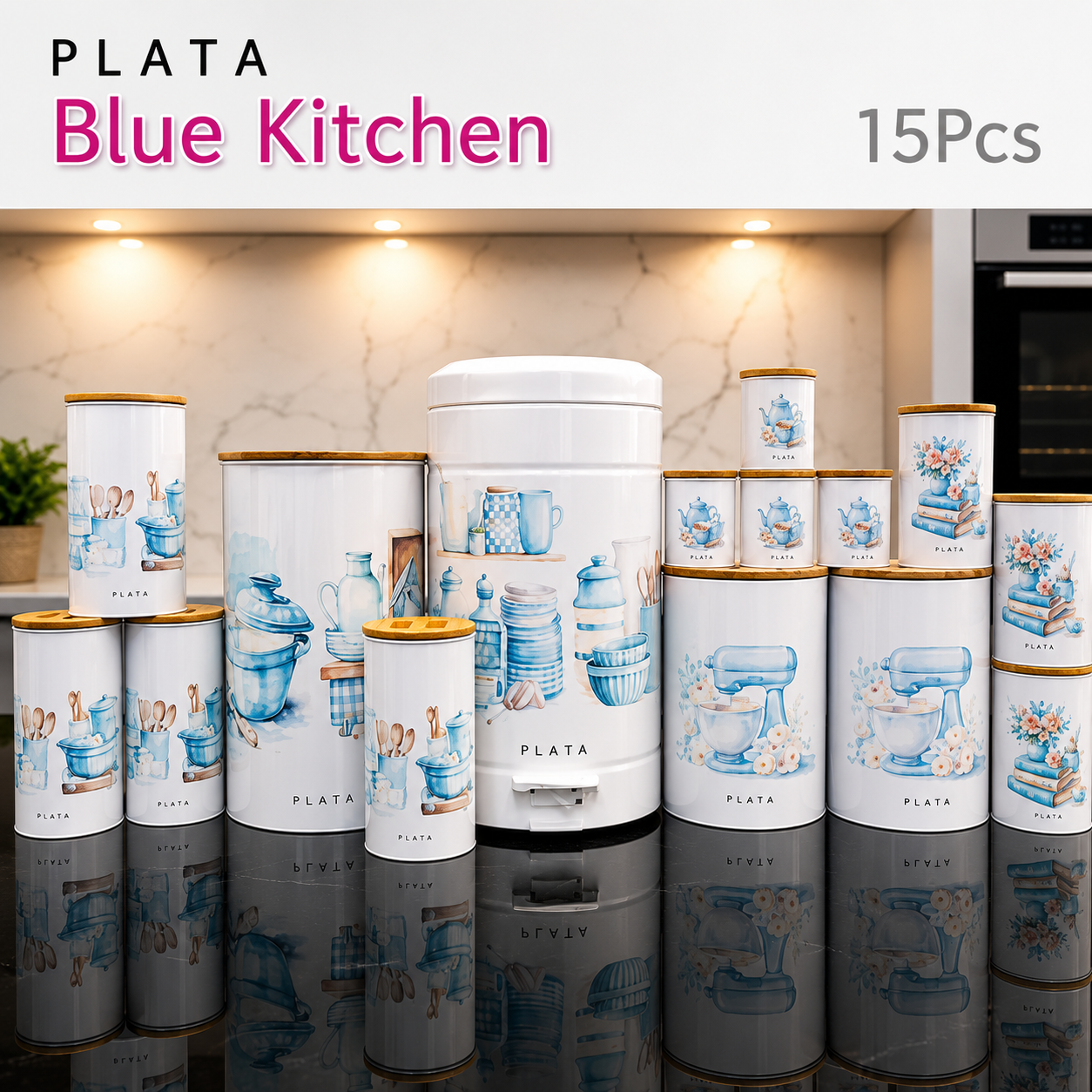 سرویس آشپزخانه ۱۵ پارچه درب بامبو Kitchen Verplata