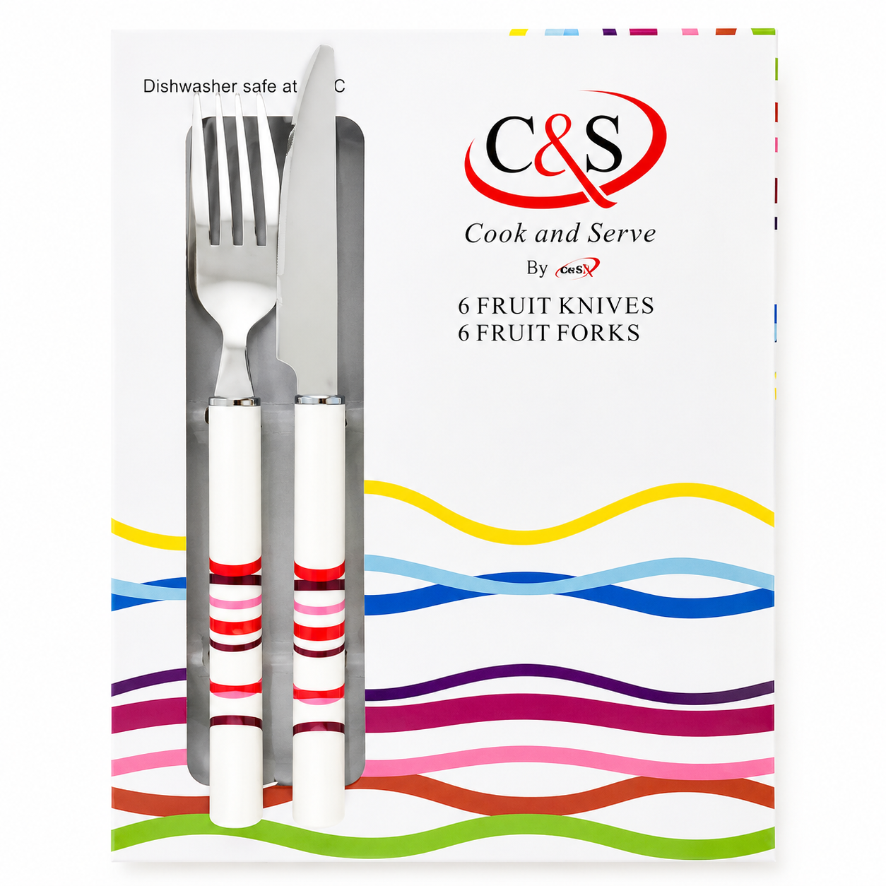 کارد و چنگال میوهخوری ۱۲ پارچه C&S قرمز