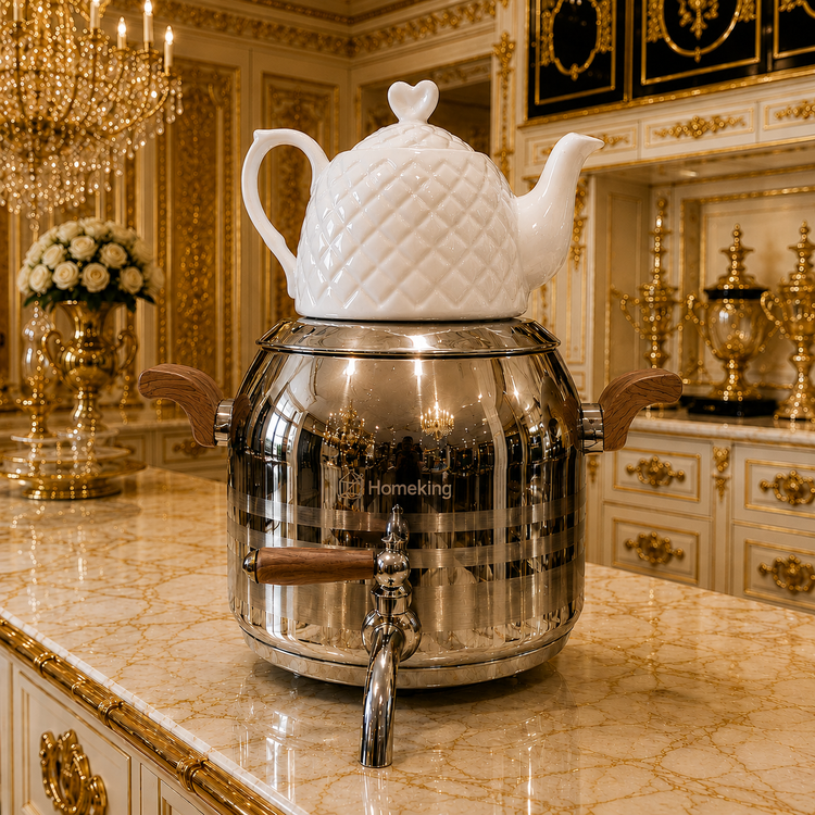 کتری و قوری استیل ۴ لیتری هوم کینگ HOME KING