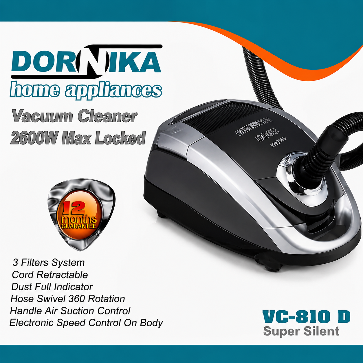 جاروبرقی درنیکا مدل VC-810D DORNIKA