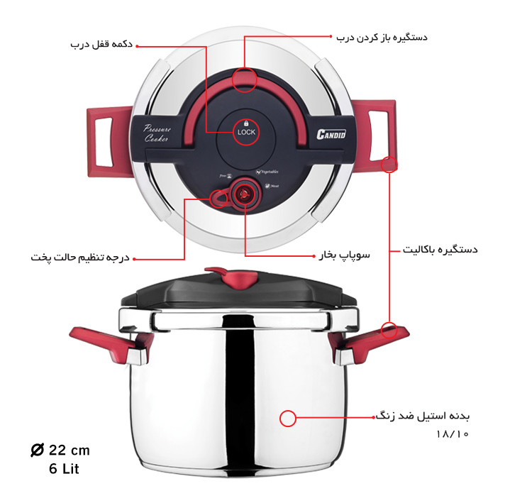 زودپز دودسته ۶ لیتری هلیوس کاندید