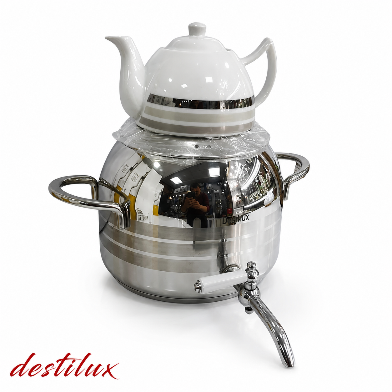 کتری و قوری شیردار ۶ لیتری دستی لوکس Destilux