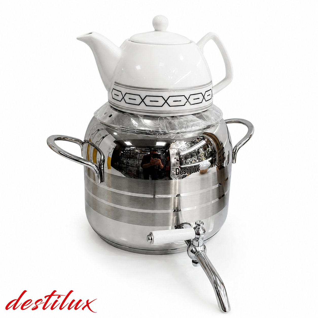 کتری و قوری شیردار ۴ لیتری دستی لوکس Destilux