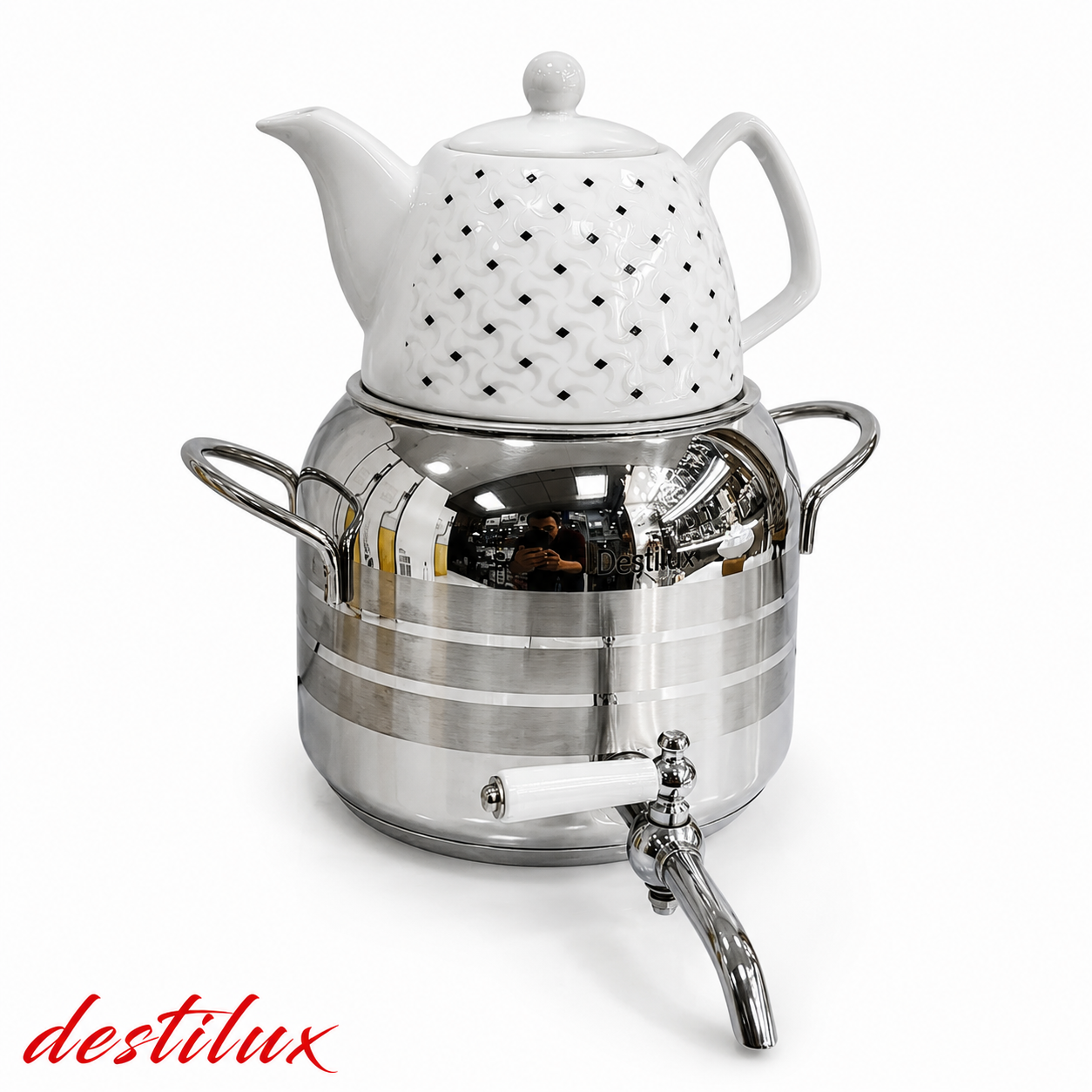 کتری و قوری شیردار ۳ لیتری دستی لوکس Destilux