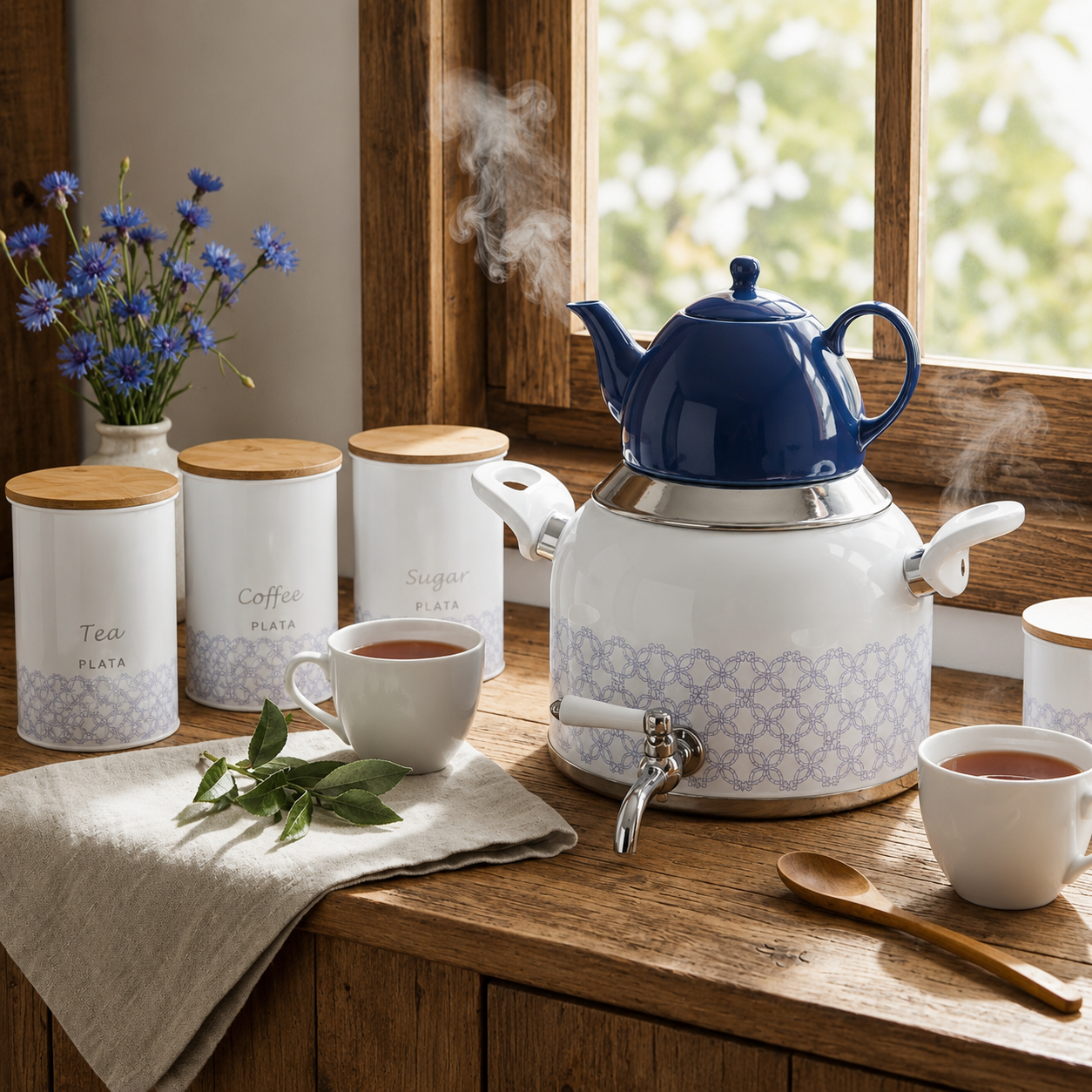 ست کتری و قوری ۵ پارچه Kitchen Verplata مدل Flor