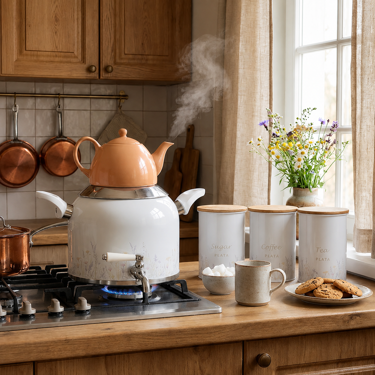 ست کتری و قوری ۵ پارچه Kitchen Verplata مدل Flor