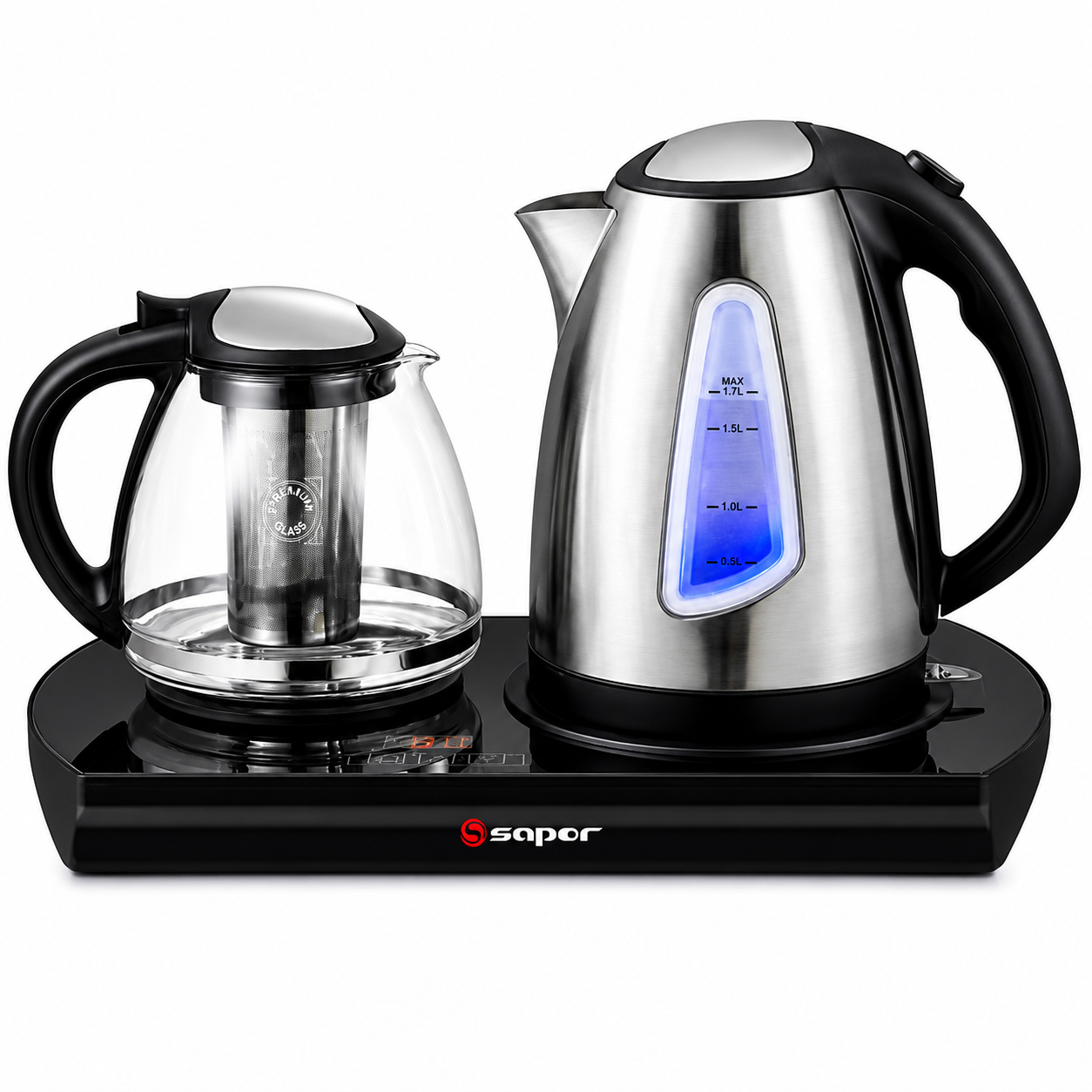 چای‌ساز و کتری برقی کنارهمی استیل ساپر STT-250S
