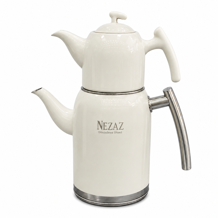 کتری و قوری نزاز ۲ لیتری رنگی NEZAZ سفید