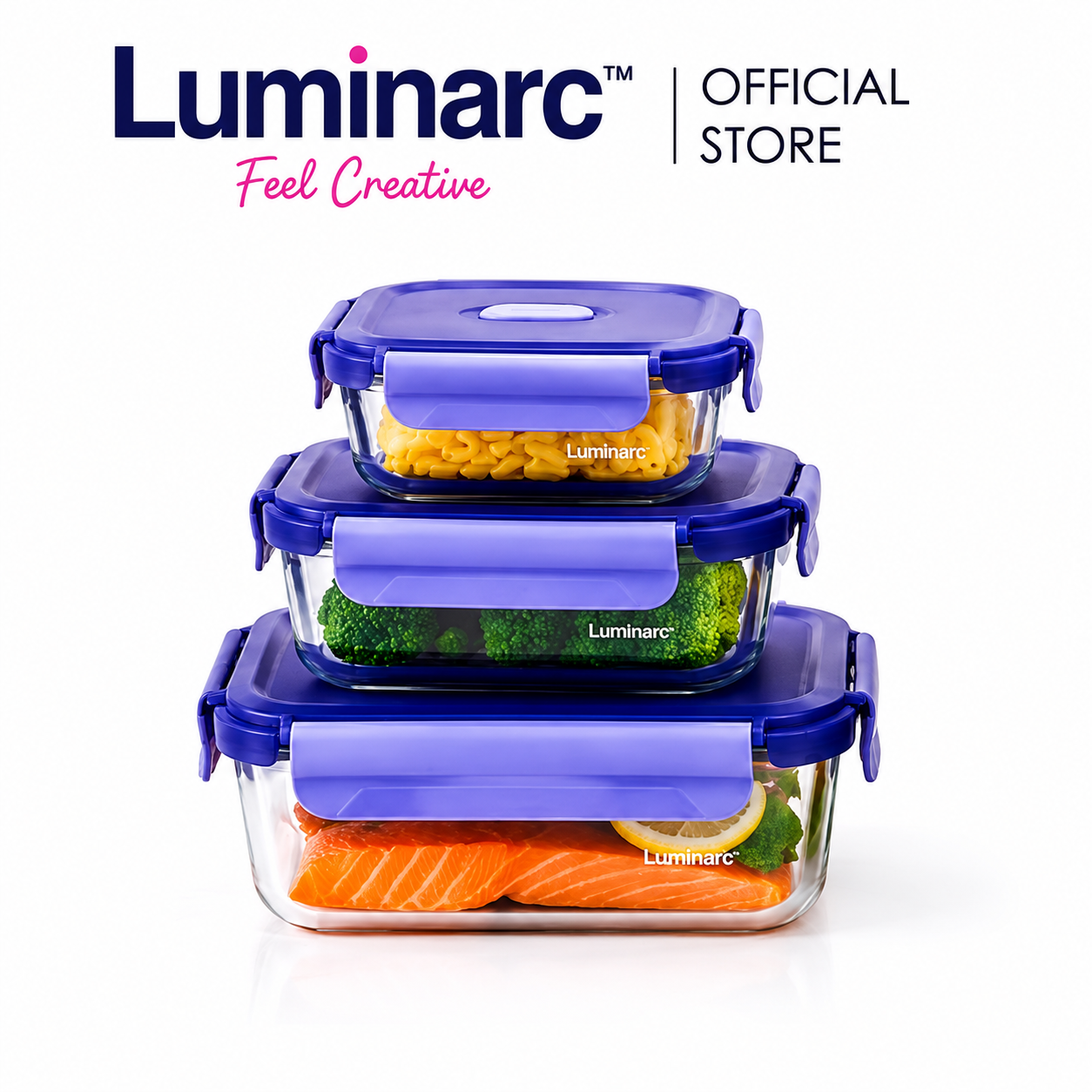 ظرف فریزری مربع لومینارک Luminarc