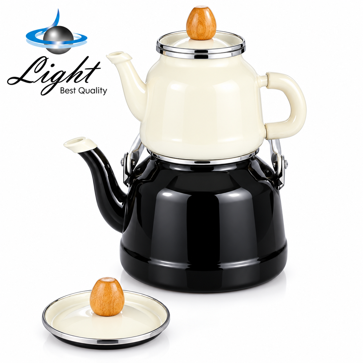 کتری قوری لعابی رنگی ترکیه Light مشکی