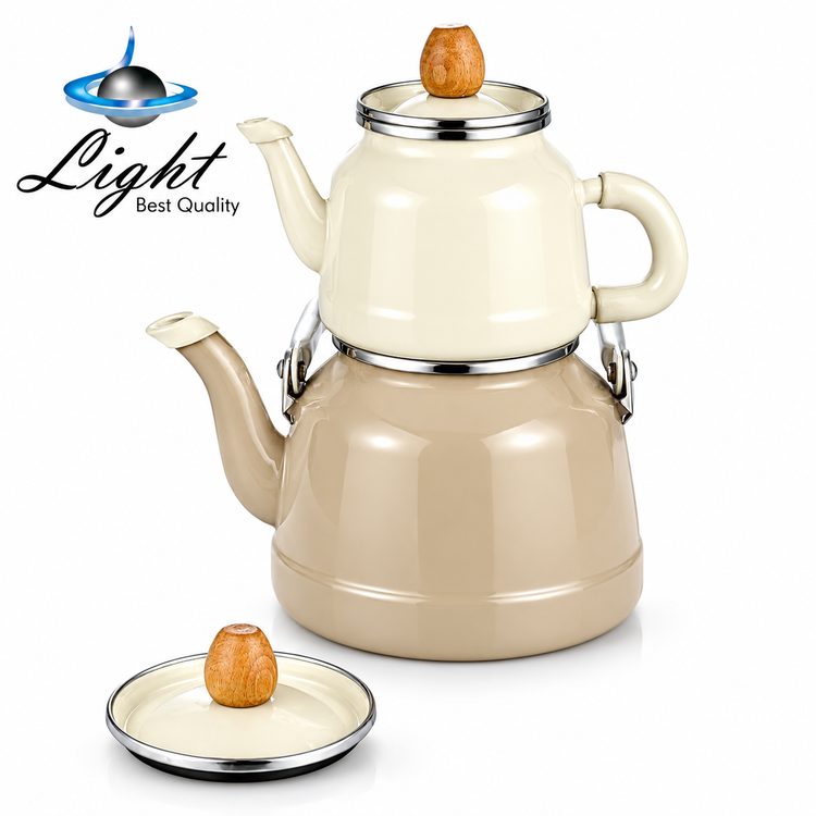 کتری قوری لعابی رنگی ترکیه Light نسکافه ای