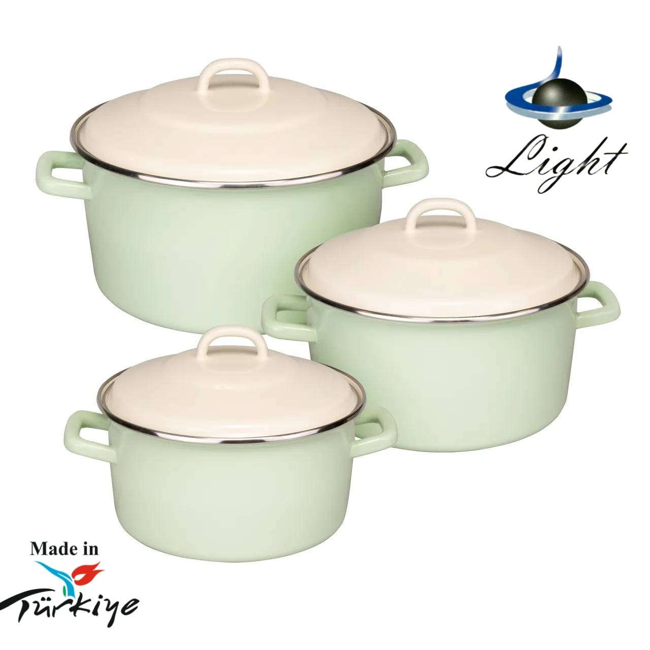 سرویس قابلمه ۶ پارچه لعابی لایت Light سبز