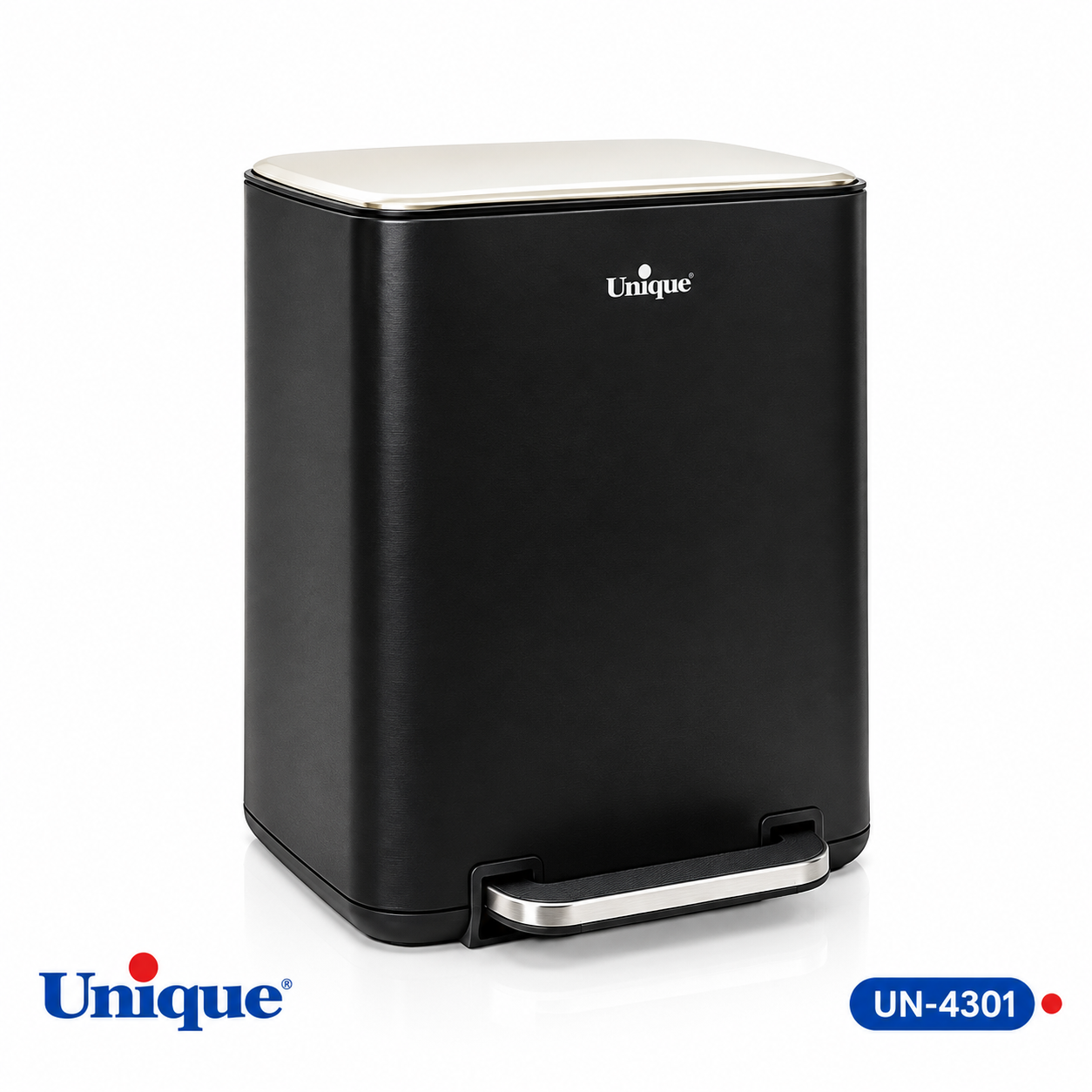 سطل زباله چهارگوش ۲۰ لیتری مشکی یونیک Unique