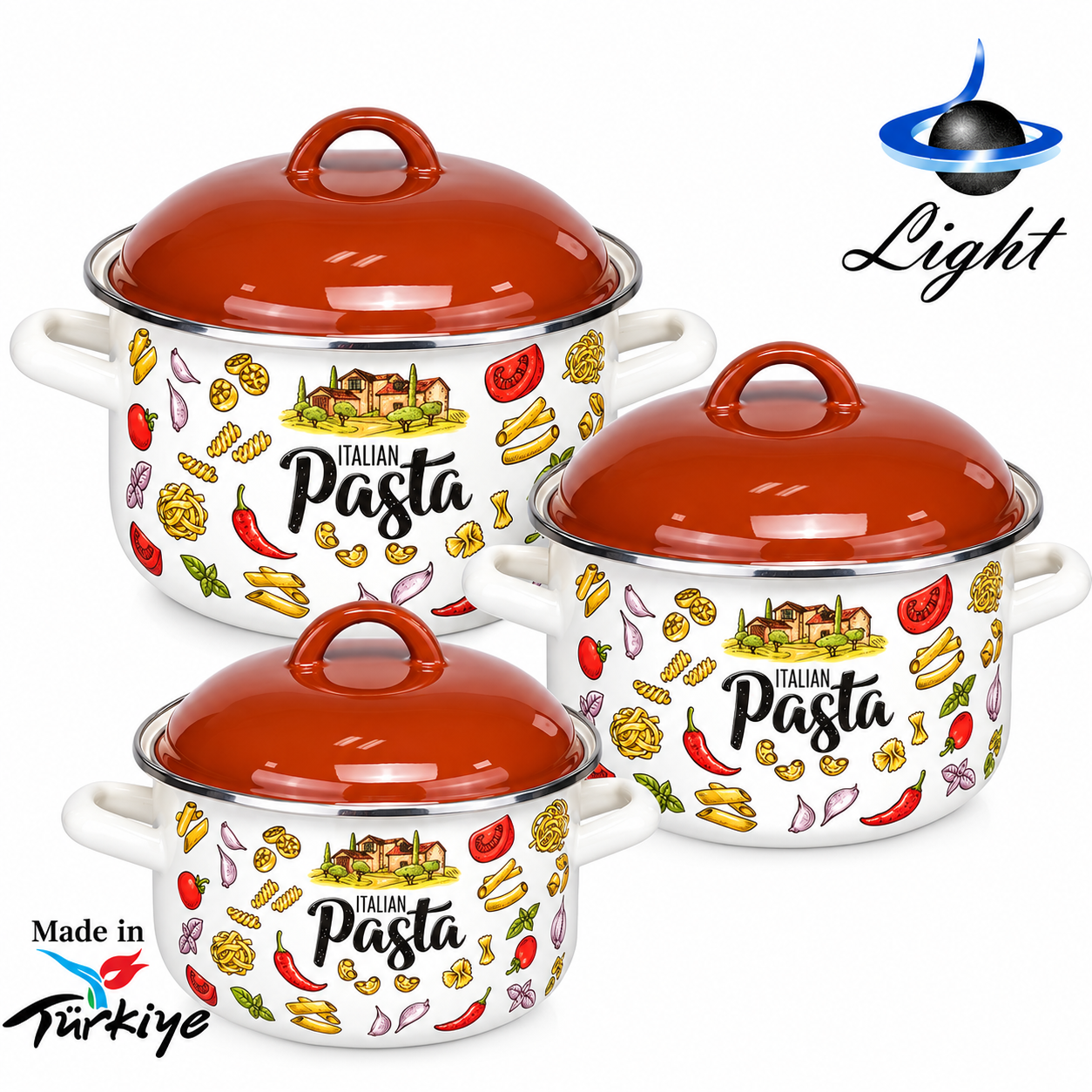 سرویس ۶ پارچه قابلمه لعابی ترکیه لایت Light طرح پاستا