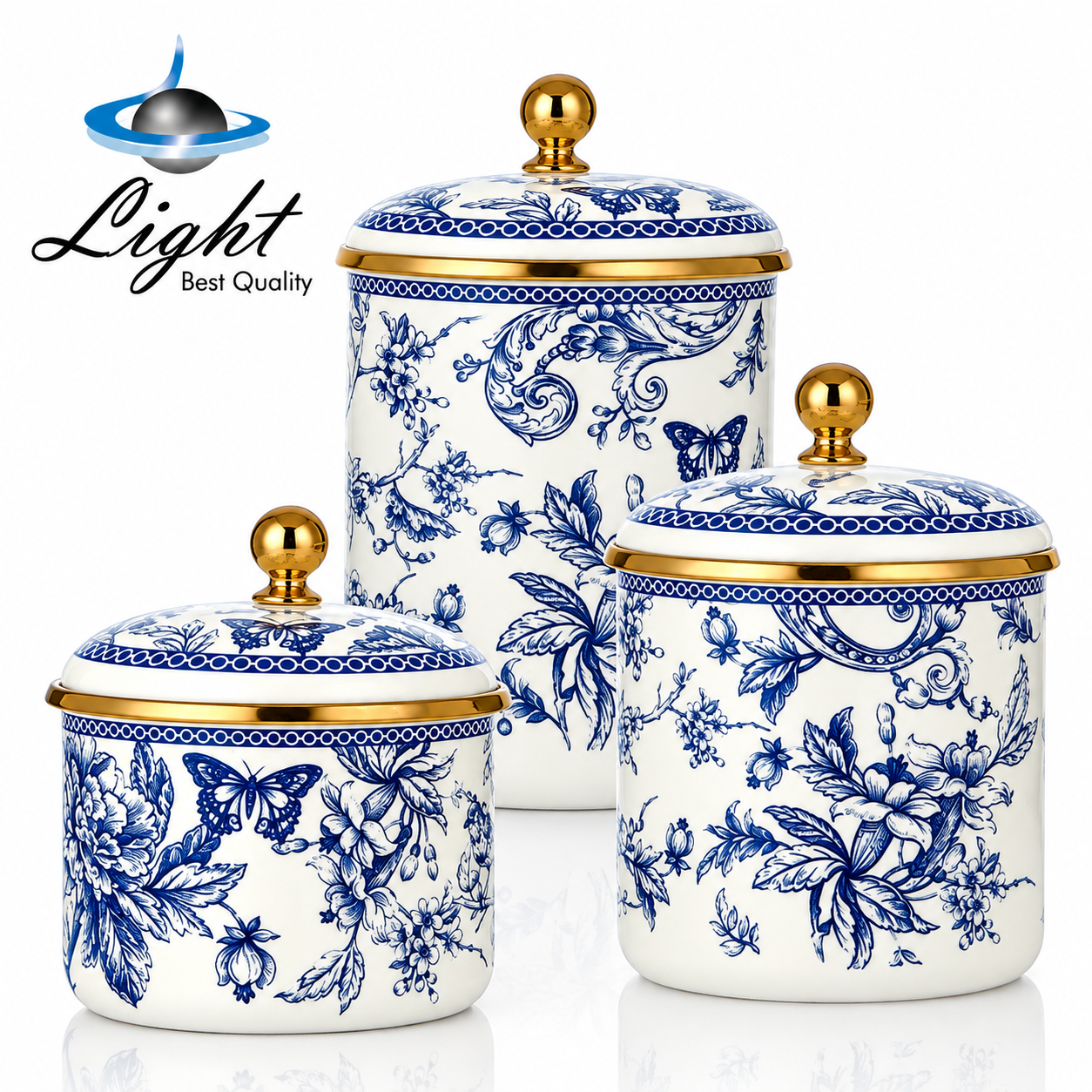 بانکه لعابی ترکیه لایت Light طرح گل آبی