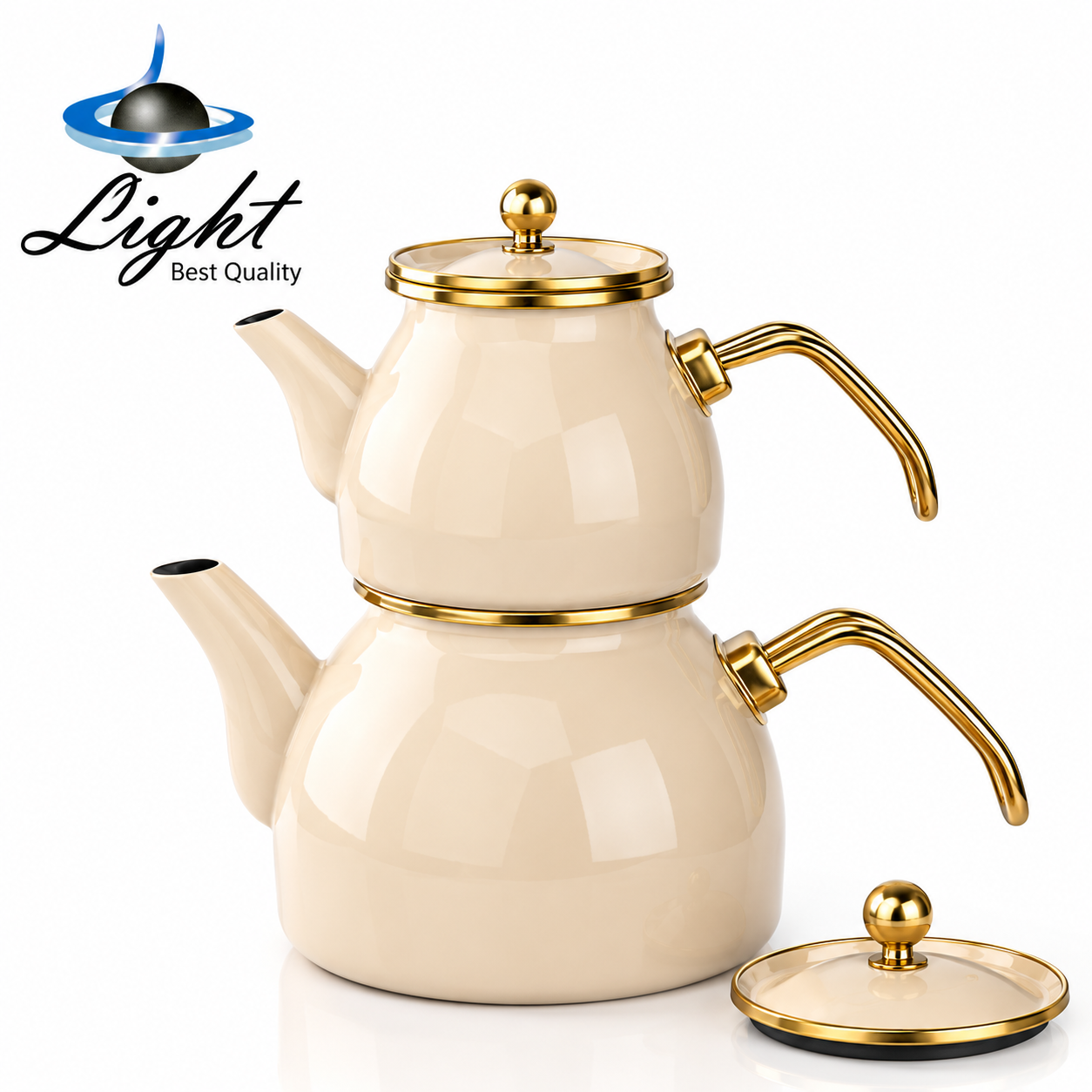 کتری قوری رنگی دسته بغل لعابی لایت Light نسکافه ای