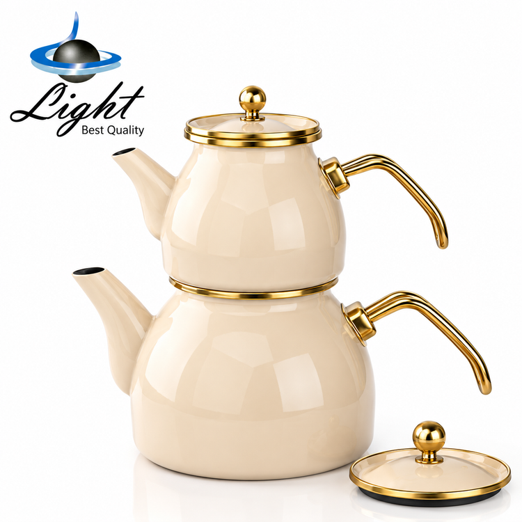 کتری قوری رنگی دسته بغل لعابی لایت Light نسکافه ای