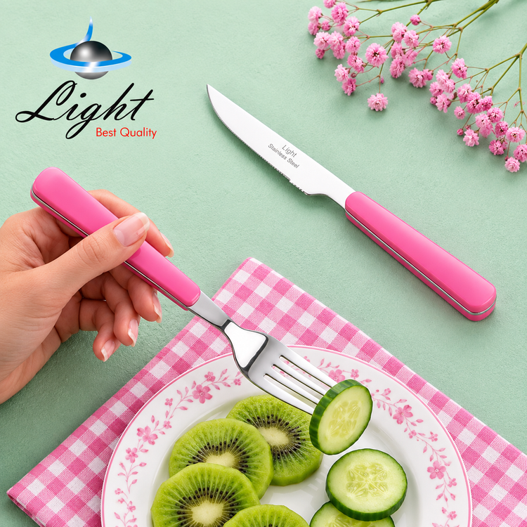 سرویس ۱۲ پارچه کارد و چنگال میوه خوری لایت Light صورتی