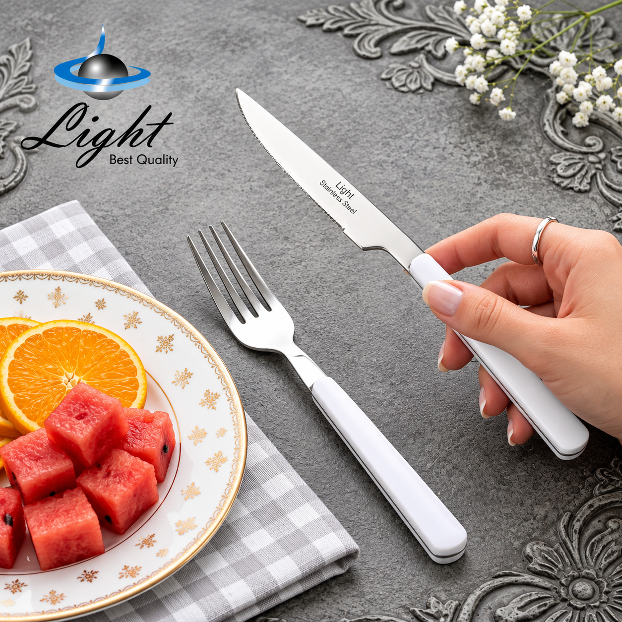 سرویس ۱۲ پارچه کارد و چنگال میوه خوری لایت Light سفید