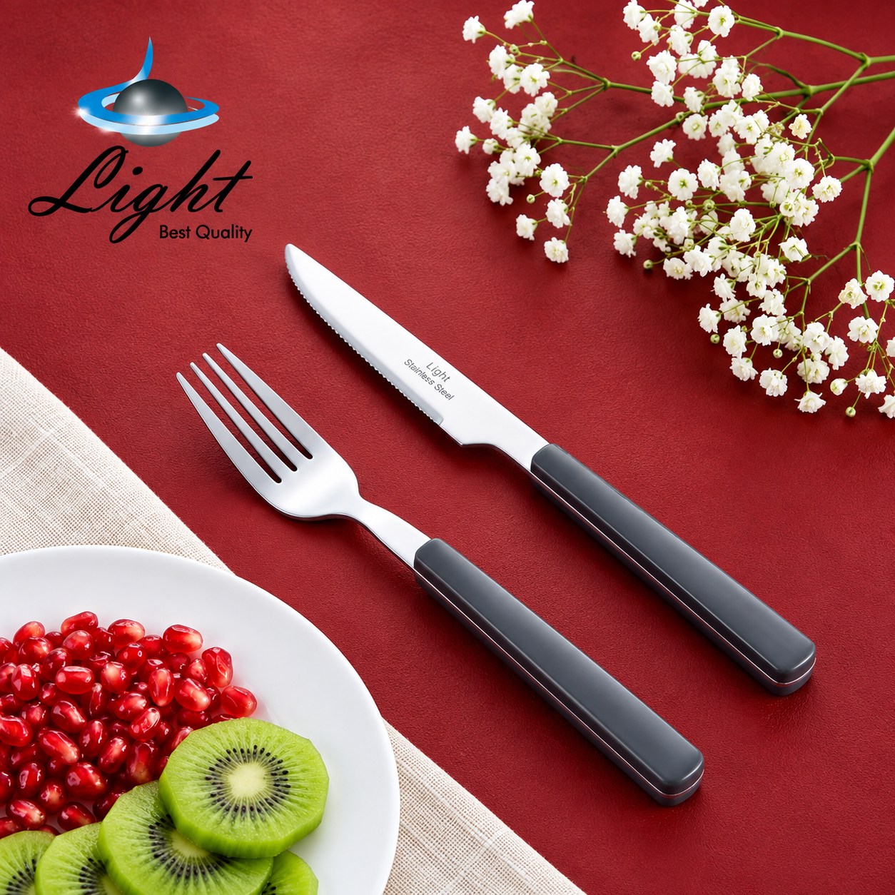 سرویس ۱۲ پارچه کارد و چنگال میوه خوری لایت Light طوسی