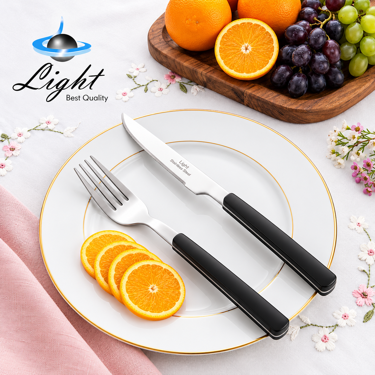 سرویس ۱۲ پارچه کارد و چنگال میوه خوری لایت Light مشکی