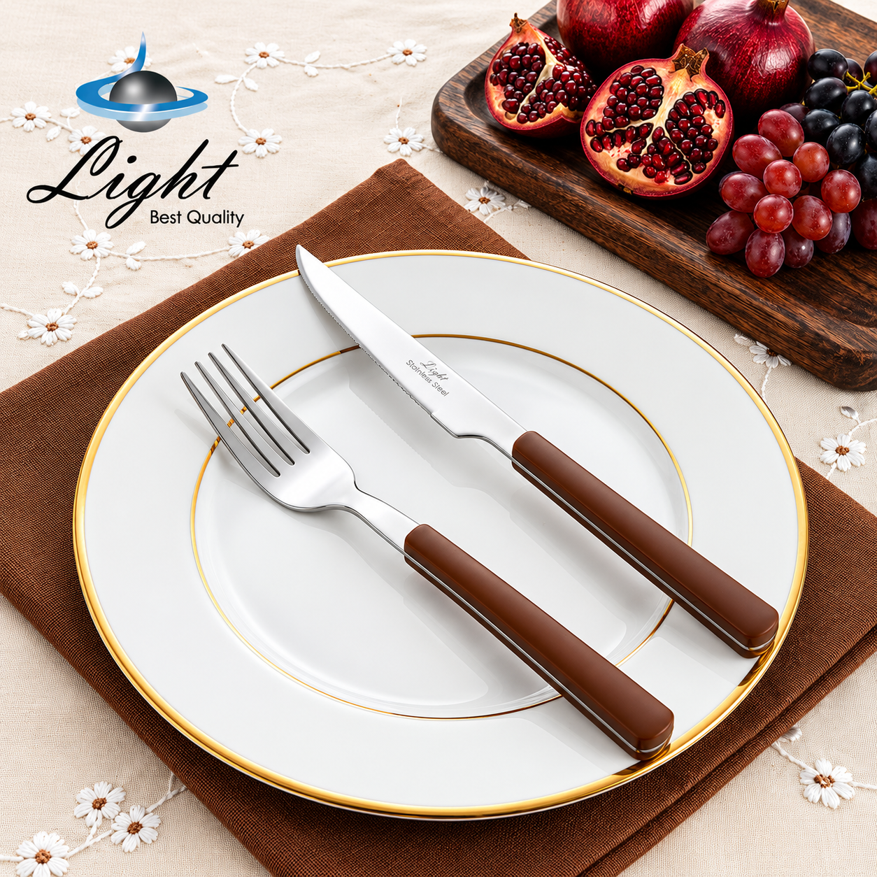سرویس ۱۲ پارچه کارد و چنگال میوه خوری لایت Light قهوه ای