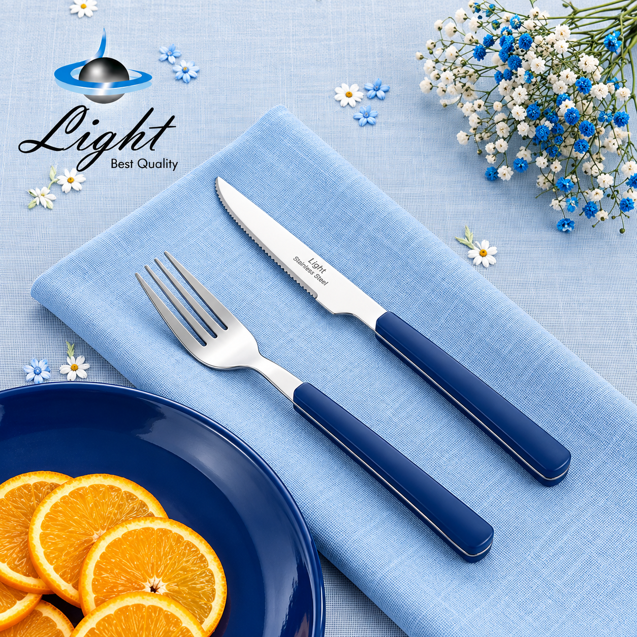 سرویس ۱۲ پارچه کارد و چنگال میوه خوری لایت Light آبی