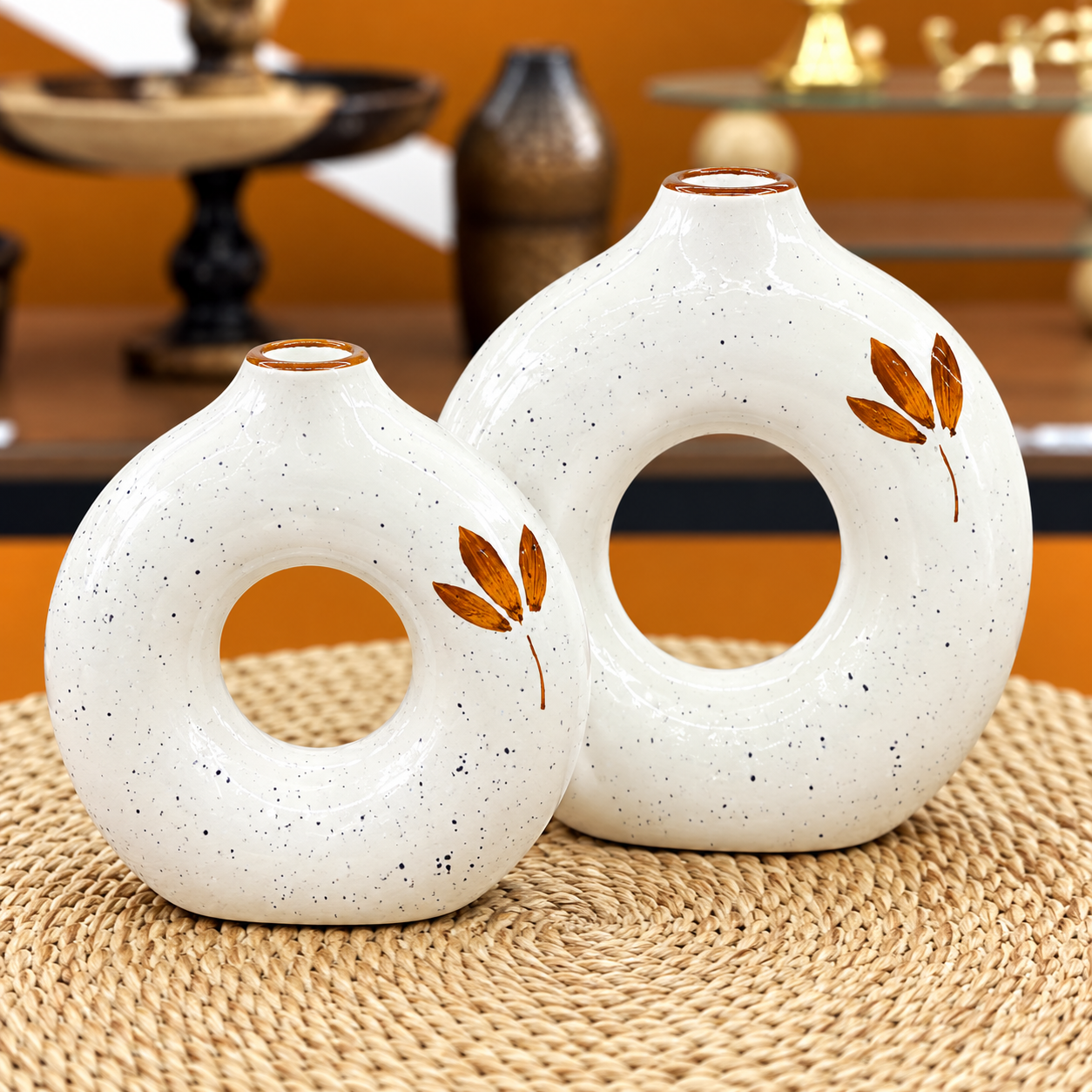 گلدان سرامیکی دونات دو سایز پاییز