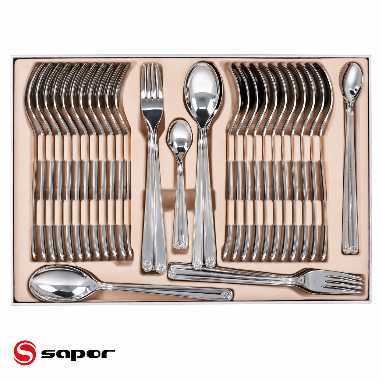 سرویس قاشق و چنگال ساپر 156 پارچه براق مدل SA-1500